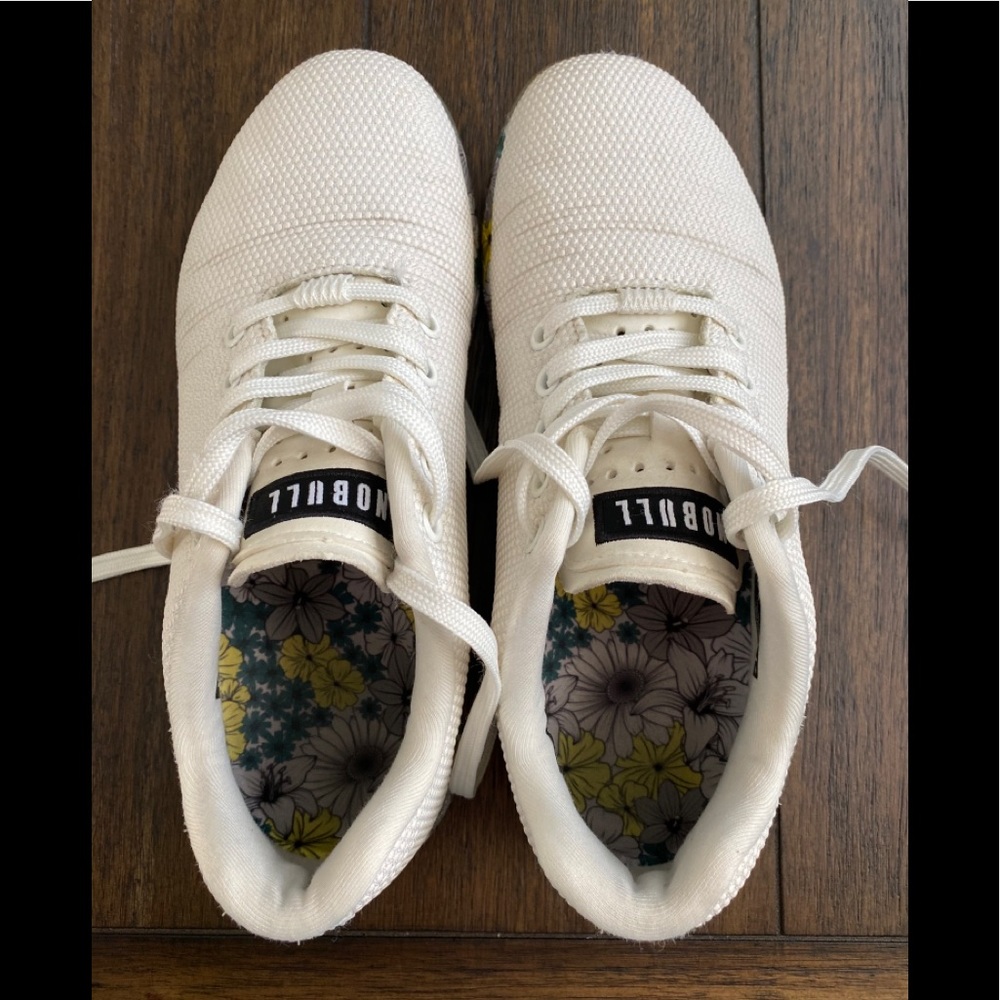 No Bull White Floral Trainers